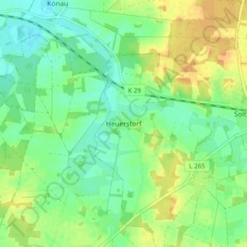 Topografische Karte Heuerstorf, Höhe, Relief