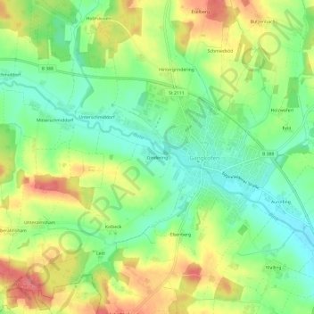 Topografische Karte Gindering, Höhe, Relief