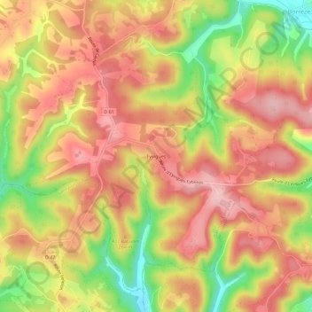 Topografische Karte Eyvigues, Höhe, Relief