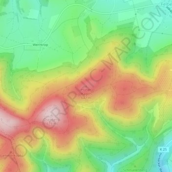 Topografische Karte Hoher Hagen, Höhe, Relief
