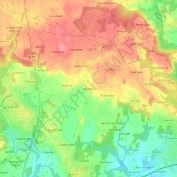 Topografische Karte Mané Bras, Höhe, Relief