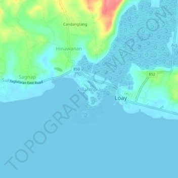 Topografische Karte Villalimpia, Höhe, Relief