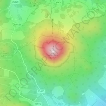Topografische Karte Milleschauer, Höhe, Relief