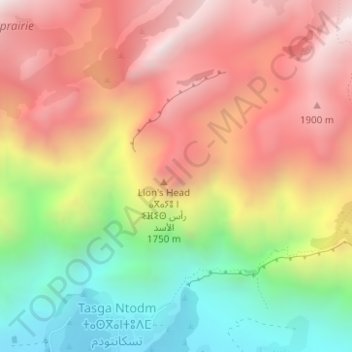 Topografische Karte La Tête de Lion, Höhe, Relief