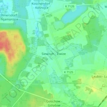 Topografische Karte Siewisch, Höhe, Relief