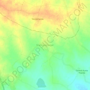Topografische Karte Mahboobnagar, Höhe, Relief