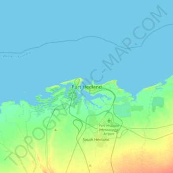 Topografische Karte Port Hedland, Höhe, Relief