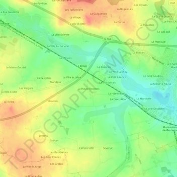 Topografische Karte La Haute Rouvrais, Höhe, Relief