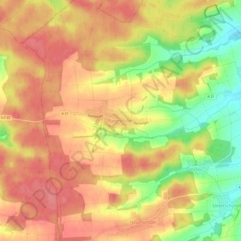 Topografische Karte Baiershofen, Höhe, Relief
