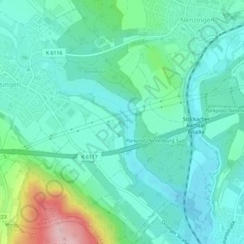 Topografische Karte Heidenschlössle, Höhe, Relief