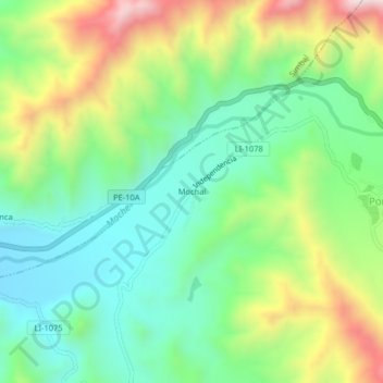 Topografische Karte Mochal, Höhe, Relief