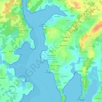 Topografische Karte Parun, Höhe, Relief