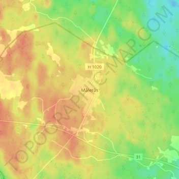 Topografische Karte Målerås, Höhe, Relief