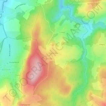 Topografische Karte Villars le Bas, Höhe, Relief