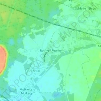 Topografische Karte Rohne - Rowno, Höhe, Relief
