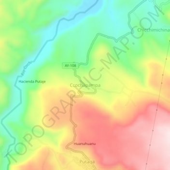 Topografische Karte Ccochapampa, Höhe, Relief