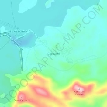 Topografische Karte Caruachi, Höhe, Relief