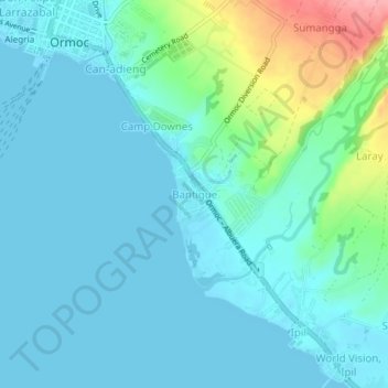 Topografische Karte Bantigue, Höhe, Relief