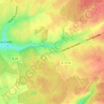 Topografische Karte Rue des Charbons, Höhe, Relief