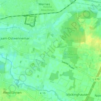 Topografische Karte Braam, Höhe, Relief