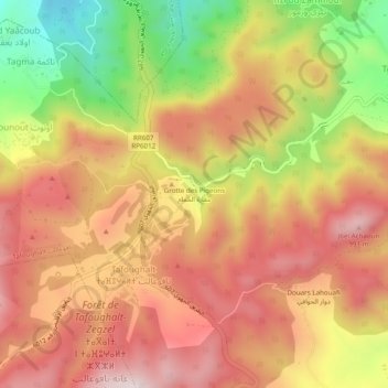Topografische Karte Grotte des Pigeons, Höhe, Relief