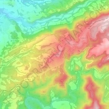 Topografische Karte la Guàrdia, Höhe, Relief
