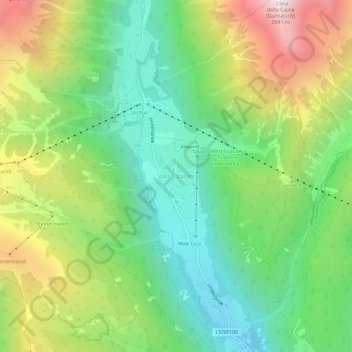 Topografische Karte Vals - Valles, Höhe, Relief