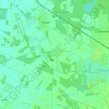 Topografische Karte Adolfsglück, Höhe, Relief