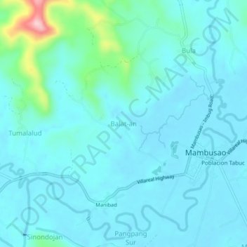 Topografische Karte Balat-an, Höhe, Relief