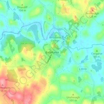 Topografische Karte Ballyhaise, Höhe, Relief