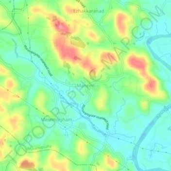 Topografische Karte Maneed, Höhe, Relief