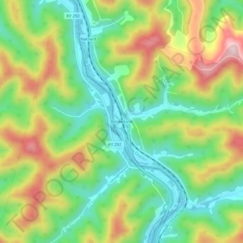 Topografische Karte Borderland, Höhe, Relief