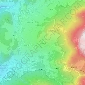 Topografische Karte St. Valentin, Höhe, Relief