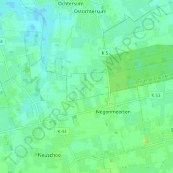 Topografische Karte Westerschoo, Höhe, Relief