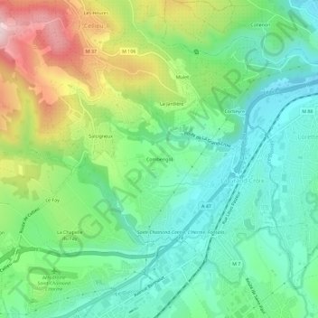 Topografische Karte Combérigol, Höhe, Relief