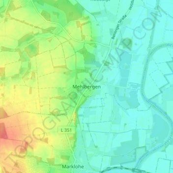 Topografische Karte Mehlbergen, Höhe, Relief