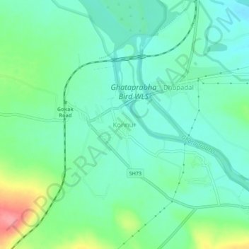 Topografische Karte Konnur, Höhe, Relief