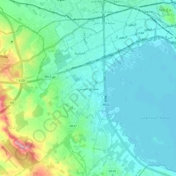 Topografische Karte Sidi Hassine, Höhe, Relief