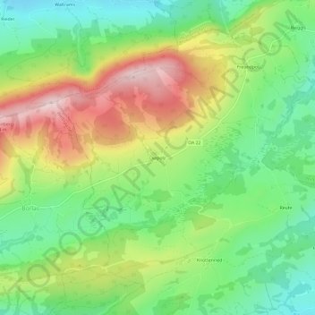 Topografische Karte Diepolz, Höhe, Relief