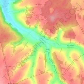 Topografische Karte Berluvier, Höhe, Relief