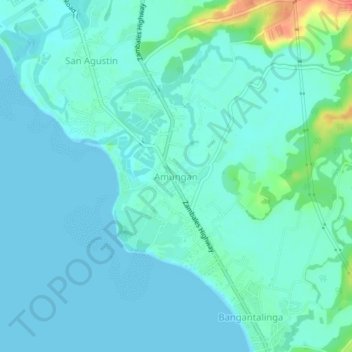 Topografische Karte Amungan, Höhe, Relief