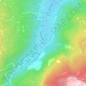 Topografische Karte Hintertal, Höhe, Relief