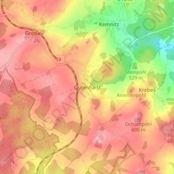 Topografische Karte Gutenfürst, Höhe, Relief
