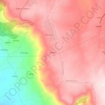Topografische Karte A Palela, Höhe, Relief