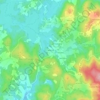 Topografische Karte Chabannes, Höhe, Relief