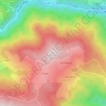 Topografische Karte Kolbenberg, Höhe, Relief
