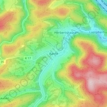 Topografische Karte Banfe, Höhe, Relief