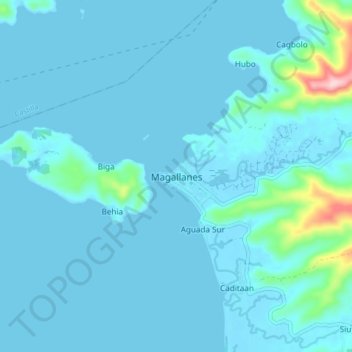 Topografische Karte Magallanes, Höhe, Relief