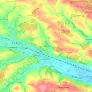 Topografische Karte Parz, Höhe, Relief