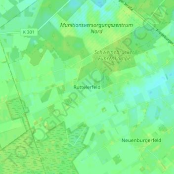 Topografische Karte Ruttelerfeld, Höhe, Relief
